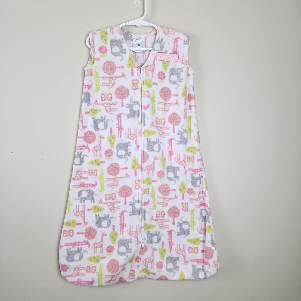 Halo sz M sleepsack sleeping bag fleece pink gray animals Elephant Giraffe